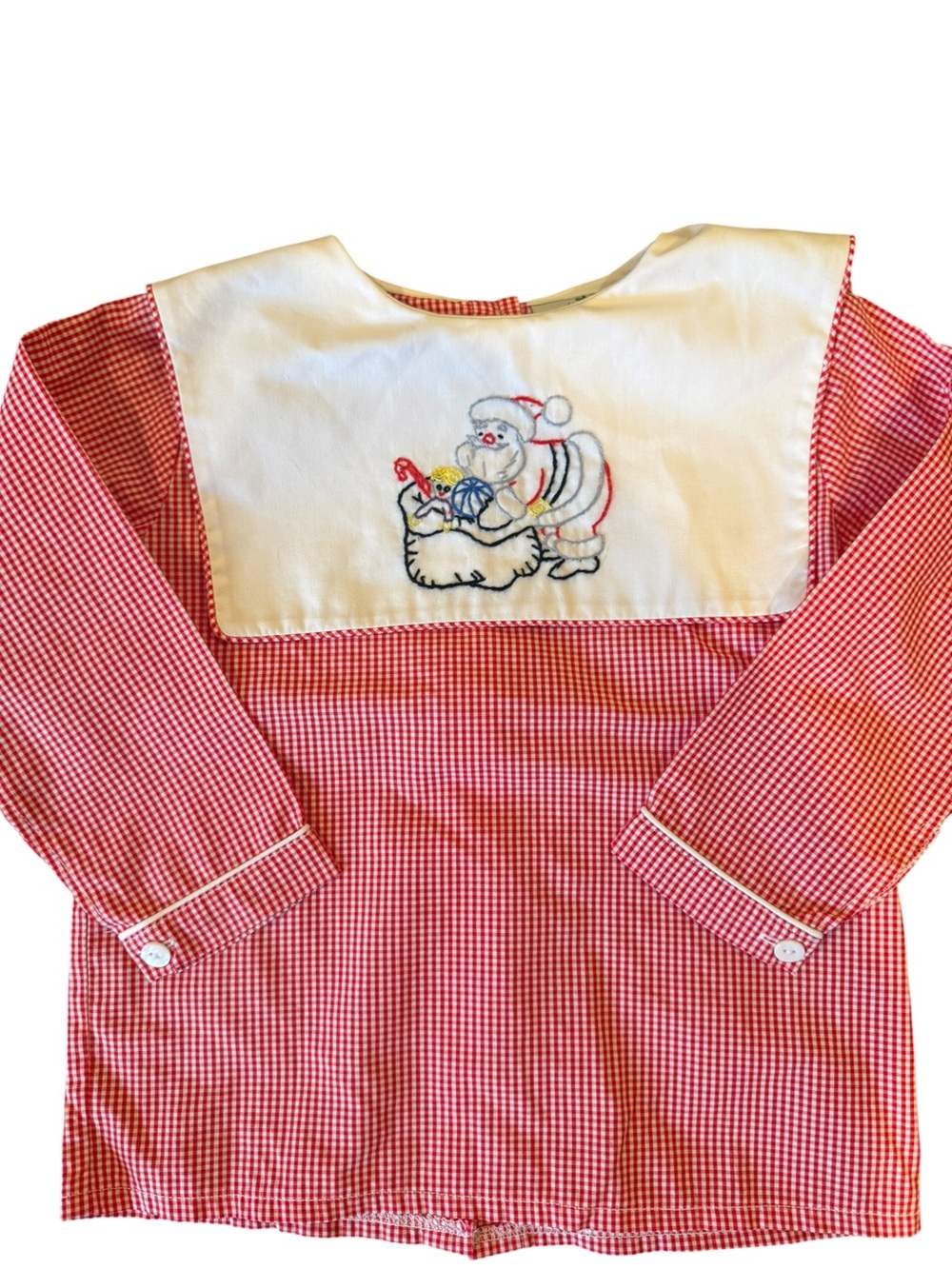 Cecil and Lou - Christmas Santa Embroidered Gingham Shirt - Picture 3 of 7